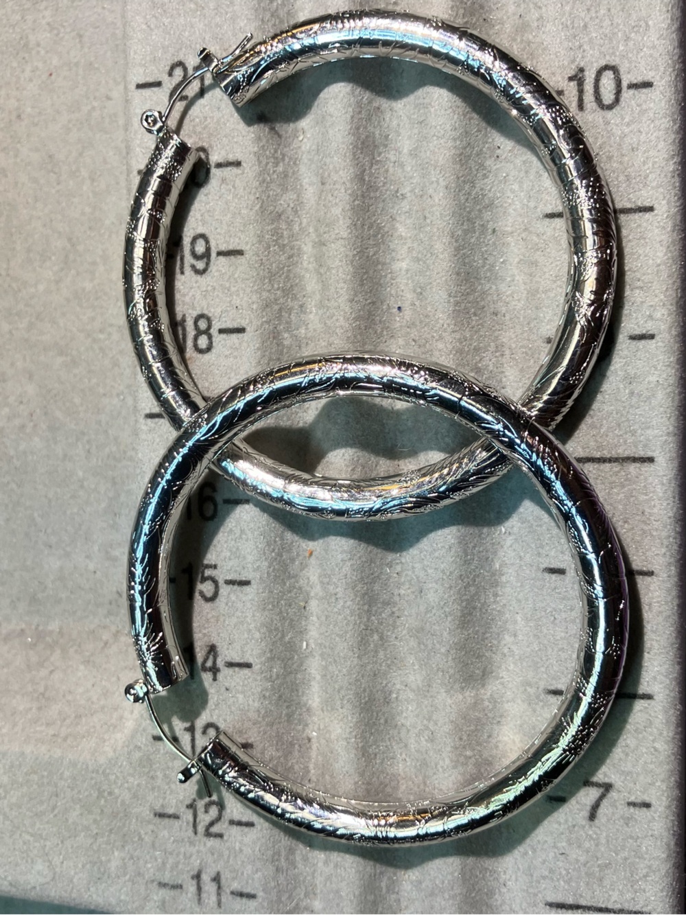 Large Silver Textured Hoop Earrings - Women Jewelry
